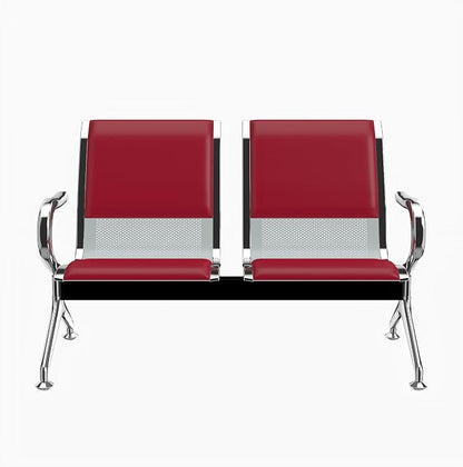 Kinfant 2-Seat PU Leather Waiting Room Bench – Red Reception Chair - Image 8