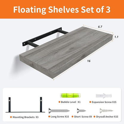 Upassion Floating Shelves for Wall Set of 3, Frame Display Floating Shelf for - Image 2