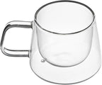 Restaurantware-Forma Professional 6.8 Ounce Double Wall Coffee Mugs, 2 Insulated Coffee Mugs With Handle - Dishwashable, Reusable, Clear Glass Beverage Cups, Freezable, For Hot Or Cold Beverages