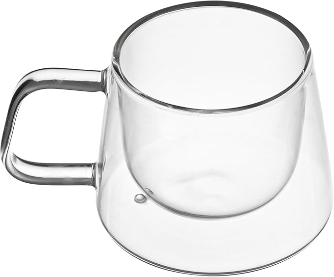 Restaurantware-Forma Professional 6.8 Ounce Double Wall Coffee Mugs, 12 Insulated Coffee Mugs With Handle - Dishwashable, Reusable, Clear Glass Beverage Cups, Freezable, For Hot Or Cold Beverages