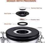 Airtight Coffee Bean Storage - with Co2 Valve Vacuum Sealed Coffee Container with Scoop For Beans Grounds Large Blue 21oz