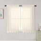 Cream Sheer Curtains for Bedroom Living Room 45 Inch Length 2 Panels, Soft Airy by WelvetBLK