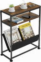 Narrow End Table with Magazine Rack, 2-Tier Slim Side Table by Zexvida