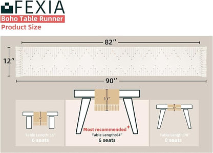 FEXIA Boho Table Runner with Tassels 90 Inches Long - Image 2