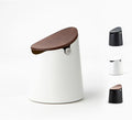CREMA Coffee Products Arc Knock Box | Holds 12–16 Espresso Pucks| Durable,Stain-ResistantBuild withNon-Slip Base|Elegant WalnutPlastic Lid Design| EasyClean-Up &Moisture Control|White Finish