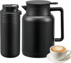 2 Pack 49oz Thermal Coffee Carafe and 15oz Insulated Water Bottle, Stainless Steel Vacuum Thermal Carafes and Water Bottle for Keeping Coffee, Tea, Water - Keep 12 Hours Hot, 24 Hours Cold