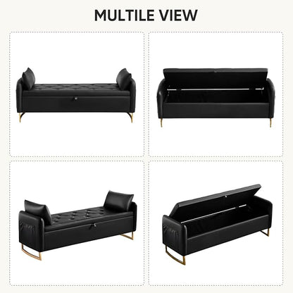 65" End of Bed Storage Bench, Modern Storage Benches - Image 7