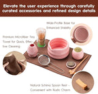 8 Pcs Matcha Set - Ceramic Bowl, Bamboo Whisk with Holder, Canister, Sifter, Schima Spoon, Spoon Rest and Tea Towel, Complete Kit for Traditional Matcha and Modern Lattes (Pink)