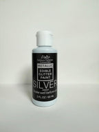 Edible Glitter Paint - 2 fl.oz Food Grade Metallic Glitter Cake Paint for Cake Decorating, Baking, Cupcakes - Shimmer Art Decorative Liquid Edible Paint Food Coloring for Fondant, Donuts (Silver)