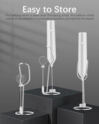 Rechargeable Milk Frother with Stand, Electric Frother Wand Handheld Coffee Foam Maker Detachable Stainless Steel Whisk Drink Mixer Foamer for Latte, Cappuccino, Hot Chocolate, Egg (White)