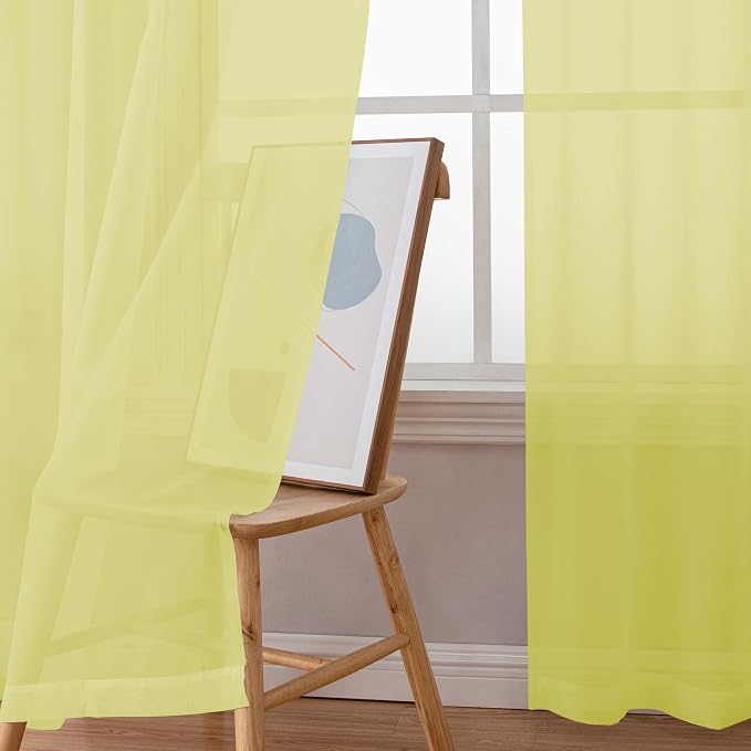 Simplebrand Lemon Sheer Curtains 96 Inches Long, Light Filtering Rod Pocket - Image 6