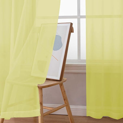Simplebrand Lemon Sheer Curtains 96 Inches Long, Light Filtering Rod Pocket - Image 6