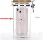 KKC Clear Borosilicate Glass Food Storage Jar Canister Container with Airtight Locking Clamp Bamboo Lid,Coffee Bean,Loose Tea,Nut Container,Sealed Jar Hinged Lid for 16oz Coffee Bean,40 Fluid-oz