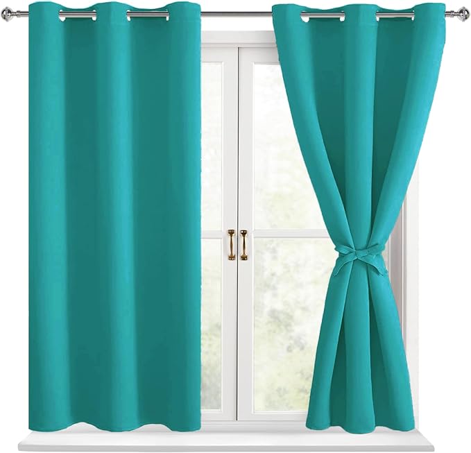 Blackout Curtains for Bedroom, Peacock Teal, 38 x 54 Inch, 2 Panels | Light by Hiasan