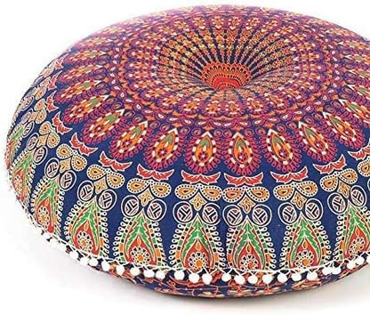 Mandala Floor Pillow Cover Meditation Cushion Seating Throw Hippie Round - Image 2