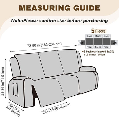 Gennia Recliner Sofa Covers 5 Pieces, Waterproof Sectional Couch Cover Stretch - Image 4