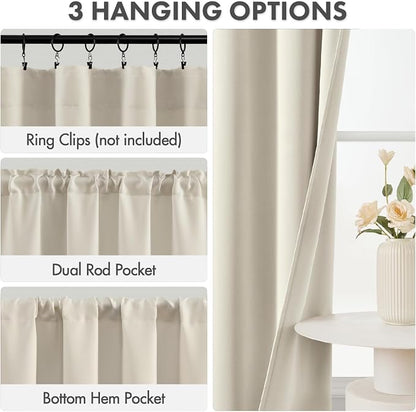MIULEE Cream Beige Blackout Curtains 4 Panels Set 72 Inch Length Bedroom | - Image 2