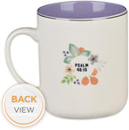 Christian Art Gifts Purple Ceramic Coffee Mug with Silver Rim – 14 oz. Lead & Cadmium-free Non-toxic Inspirational Scripture Coffee and Tea Mug for Women with Bible Verse: Be Still & Know –Psalm 46:10