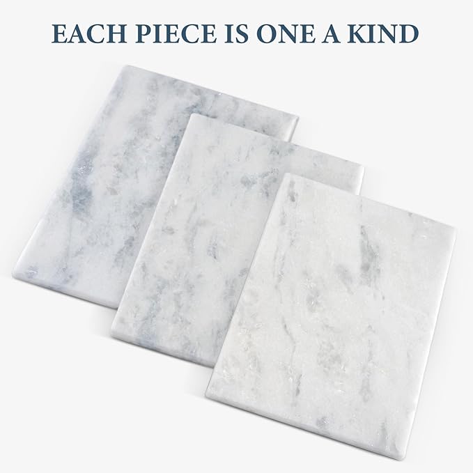 Koville African Natural Marble Cutting Board for Kitchen Pastry Bread, 12" x 8" Genuine Marble Cheese Board Stone Tray for Counter, Bathroom Perfume Tray Jewelry Candle Plate (Namib Fantasy)