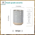 Stoneware Coffee Bar Utensil Holder Tea & Coffee Spoon & Stirrer Holder for Stir Stick Straw Teaspoon Holder Spoon Cup Small Utensil Jar (Blue Stripes)