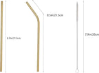 10 Pcs Stainless Steel Straws, Reusable Drinking Straws, 5 Straight + 5 Bent Metal Straws Set With 2 Pcs Cleaning Brushes (Gold, 8.5 Inch)