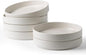famiware Star 8.25" Pasta Bowls, Large Dinner Bowls Set of 6, Salad Bowl Plates, Shallow Bowls for Eating, Matte White (Full Glaze)