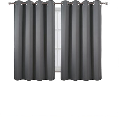 Blackout Curtains 66 x 54 Inch Long Frost Grey Curtains Set of 2 Panels Room - Image 2