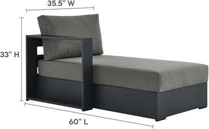 Modway Tahoe Aluminum Outdoor Chaise Lounge in Gray Charcoal - Image 2