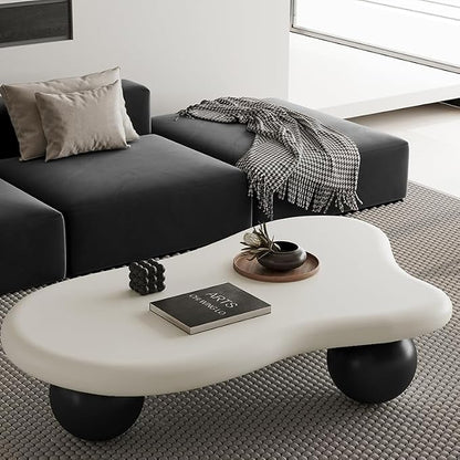 47.2” Cloud Coffee Table with 3 Ball Legs, Modern Irregular Center Table by BSYEIO