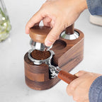 MOJAE 53mm Espresso Distributor, Coffee Distributor, Espresso Distribution Tool, Adjustable Depth Espresso Leveler with Walnut Wood Handle, Fits for 54mm Breville Barista Portafilter
