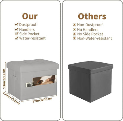BelugaHelper Folding Storage Ottoman. Foot Rest Stool - Image 2