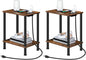HOOBRO Side Table with Charging Station, Nightstand with 2-Layer Storage Shelves by HOOBRO