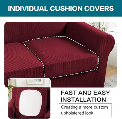 Turquoize 3 Piece Sofa Covers for 2 Cushion Couch Sofa Slipcover Soft Couch - Image 5