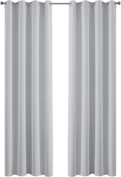 Yakamok Greyish White Curtains for Bedroom, Grommet Thermal Insulated Room by Yakamok