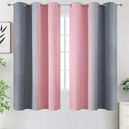 Ombre Grey and Pink Blackout Curtains - Image 2