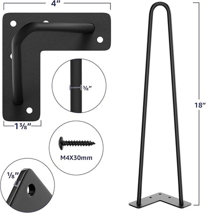 SMARTSTANDARD 18 Inch Heavy Duty Hairpin Furniture Legs, Metal Home DIY Projects - Image 2