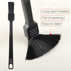 2 Pack Coffee Grinder Cleaning Brush, Heavy Wood Handle & Natural Bristles Wood Dusting Espresso Brush and Nylon Espresso Machine Brush