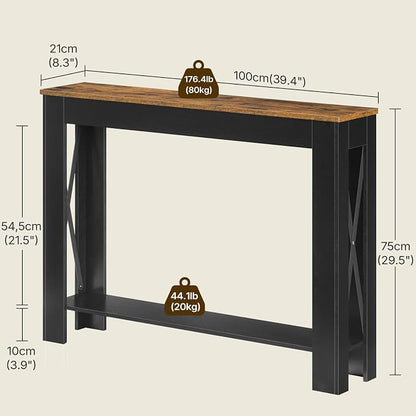 YATINEY Farmhouse Console Table, 39.4'' Small Narrow Entryway Table, Wood Couch - Image 3