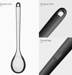 600ºF Heat Resistant Silicone Spoons: U-Taste 13.3in Solid & Slotted Kitchen Cooking Spoon, Nonstick Long Rubber Utensil, Sturdy for Mixing, Serving, Stirring, Frying, Draining (Black, 2PCS)