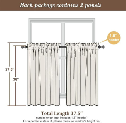 Chyhomenyc Sheer Curtains 36 inch Length 2 Panels Set, Light Filtering Voile - Image 3