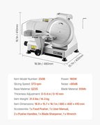 VEVOR Commercial Meat Slicer, 10 inch Electric Deli Food Slicer, 180W Meat Cutter with a Premium 65Mn Blade, 0-0.4 inch Adjustable Thickness, Food Slicer Machine for Meat Vegetables Hard Bread Cheese