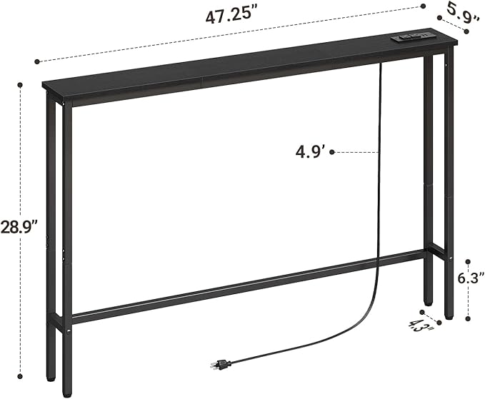 ELYKEN 47.2" Narrow Console Sofa Table - Image 3