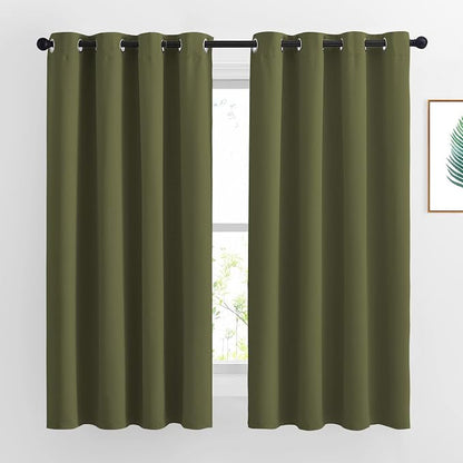 NICETOWN Blackout Olive Green Curtains 63 inches Long, Functional Blackout by NICETOWN