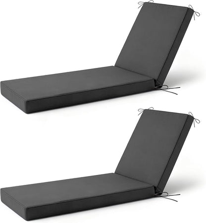 2 Pcs Chaise Lounge Cushions Outdoor Set of 2, Outdoor Chaise Cushion by Aegisun