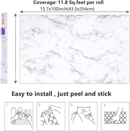Arthome White Marble Contact Paper - Image 7