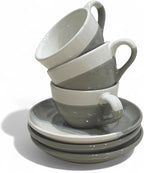 2 Ounce Espresso Cups with Saucers, Mini Ceramic Espresso Cups Set of 6, Espresso Cup Set, Coffee Mug Set for Latte, Macchiato, Demitasse Cups Set for Cafe, Microwave & Dishwasher Safe (Gray)