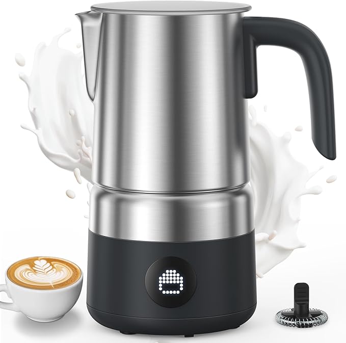 AMZCHEF 8-IN-1 Milk Frother and Steamer 600W w/Smart Touch Control, 17oz/500ml Detachable Frother for Coffee, Automatic Warm and Cold Foam Maker, Hot Chocolate Maker, Dishwasher Safe