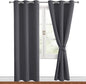 Grommet Blackout Curtains for Bedroom 38 x 84 Inches Long Dark Grey | Thermal by Hiasan