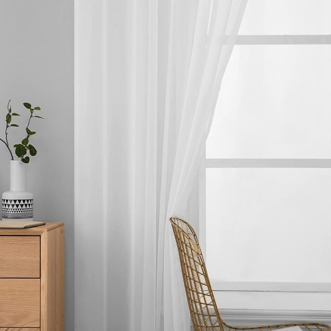 MIULEE White Window Sheer Curtains 2 Panels Width 42 x Length 72 Inches | Sheer - Image 5