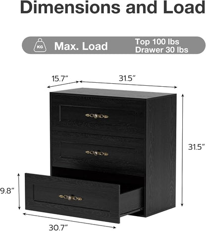 Wooden Dresser with 3 Large Drawers, Modular Media Console Storage Chest of - Image 2